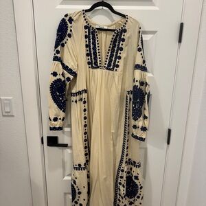 Sea New York Cream and Navy Long Sleeve Dress